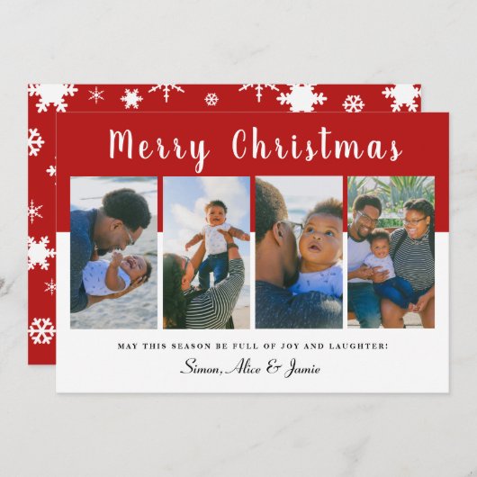 メリーモダンエレガントクリスマスフォトコラージュ  シーズンカード (正面/裏面)