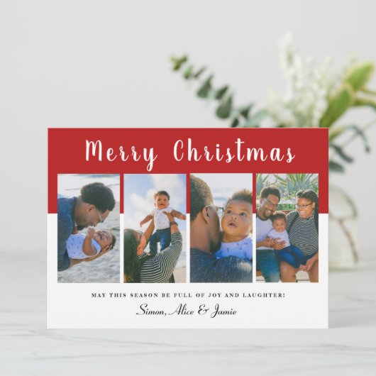 メリーモダンエレガントクリスマスフォトコラージュ  シーズンカード (スタンド正面)