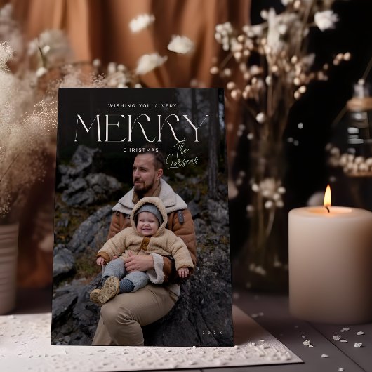 メリーモダンエレガントクリスマス写真ホリデーカード