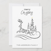 メリーモダンエレガントスのクリスマスの木とトナカイ シーズンカード (正面)