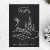 メリーモダンエレガントスのクリスマスの木とトナカイ シーズンカード