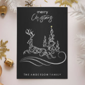 メリーモダンエレガントスのクリスマスの木とトナカイ シーズンカード