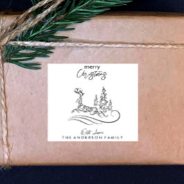 メリーモダンエレガントスのクリスマスの木とトナカイ スクエアシール