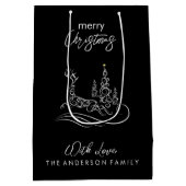 メリーモダンエレガントスのクリスマスの木とトナカイ ミディアムペーパーバッグ (裏面)