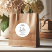 メリーモダンエレガントスのクリスマスの木とトナカイ ラウンドシール