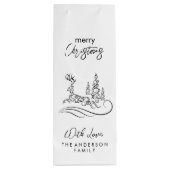 メリーモダンエレガントスのクリスマスの木とトナカイ ワインギフトバッグ (裏面)