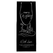 メリーモダンエレガントスのクリスマスの木とトナカイ ワインギフトバッグ (裏面)