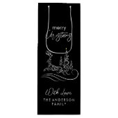 メリーモダンエレガントスのクリスマスの木とトナカイ ワインギフトバッグ (正面)