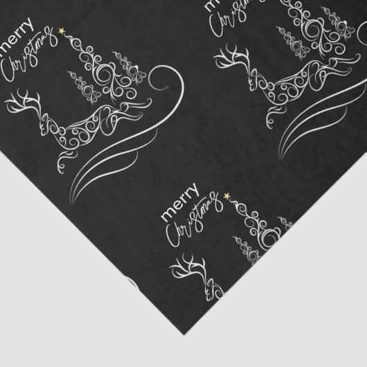 メリーモダンエレガントスのクリスマスの木とトナカイ 薄葉紙 (詳細)