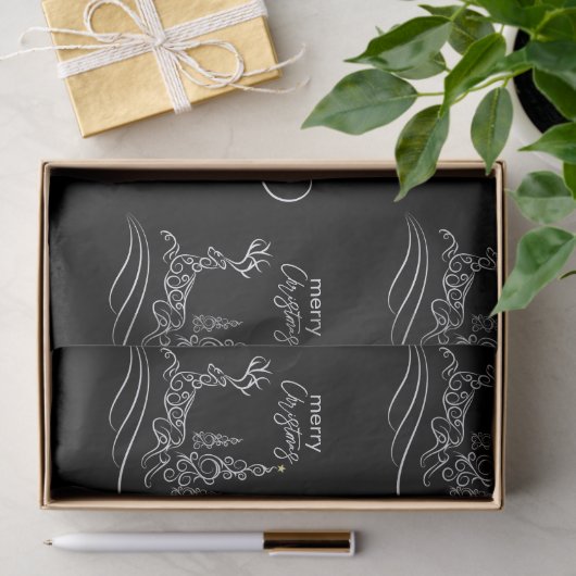 メリーモダンエレガントスのクリスマスの木とトナカイ 薄葉紙 (ギフト)