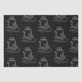 メリーモダンエレガントスのクリスマスの木とトナカイ 薄葉紙