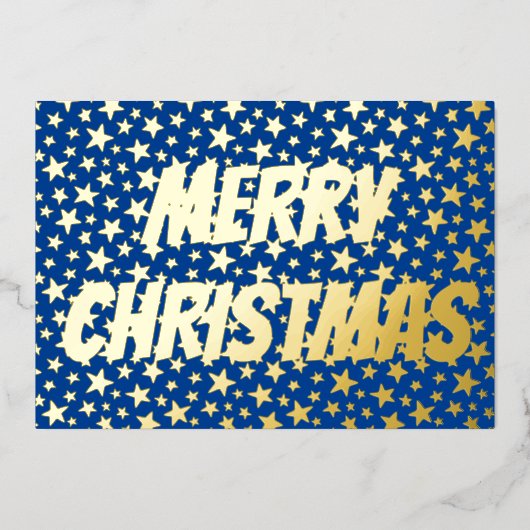 メリーモダンエレガントスの海軍の青が星を出す 箔シーズンカード (正面)