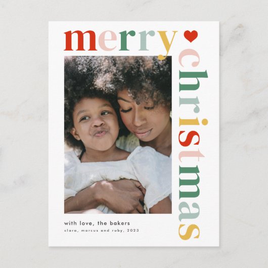メリーモダンカラフルクリスマスの写真 シーズンポストカード (正面)