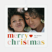 メリーモダンカラフルクリスマスの写真 メタルオーナメント (正面)