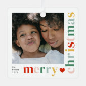 メリーモダンカラフルクリスマスの写真 メタルオーナメント (正面)