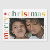 メリーモダンカラフルクリスマス写真マグネットカード (正面)