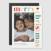メリーモダンカラフルクリスマス写真マグネットカード (正面/裏面)
