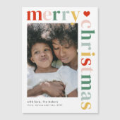 メリーモダンカラフルクリスマス写真マグネットカード (正面)
