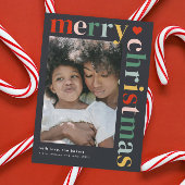 メリーモダンカラフルクリスマス写真マグネットカード