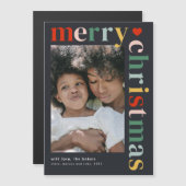 メリーモダンカラフルクリスマス写真マグネットカード (正面/裏面)