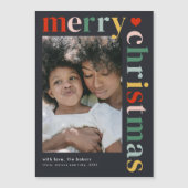メリーモダンカラフルクリスマス写真マグネットカード (正面)