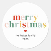 メリーモダンカラフルクリスマス ラウンドシール (正面)