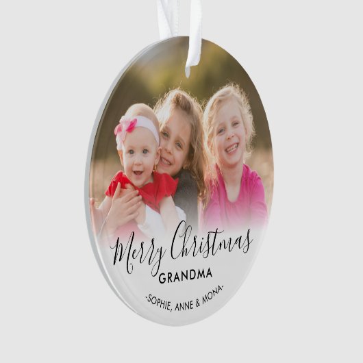 メリーモダンクリスマスおばあちゃんの祖父母の写真 オーナメント (正面)