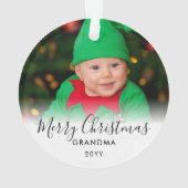 メリーモダンクリスマスおばあちゃんの祖父母の写真 オーナメント (裏面)