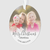 メリーモダンクリスマスおばあちゃんの祖父母の写真 オーナメント (正面)