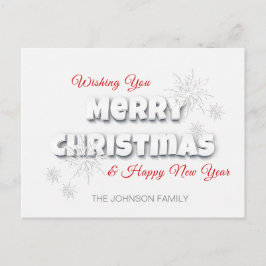 メリーモダンクリスマスおめでとう年赤白 シーズンポストカード