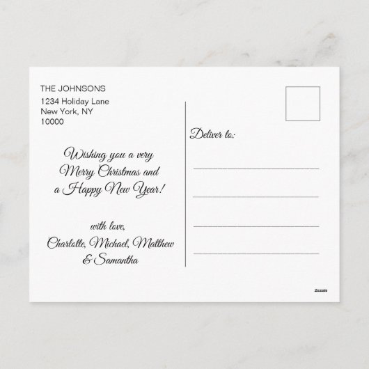 メリーモダンクリスマスおめでとう年赤白 シーズンポストカード (裏面)