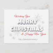 メリーモダンクリスマスおめでとう年赤白 シーズンポストカード (正面)