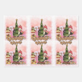 メリーモダンクリスマスかわいいペンギンパターン ラッピングペーパーシート (正面2)