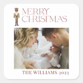 メリーモダンクリスマスくるみ割り水カラー写真 スクエアシール (正面)