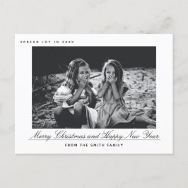 メリーモダンクリスマスとハッピーニューイヤーの写真カード シーズンポストカード