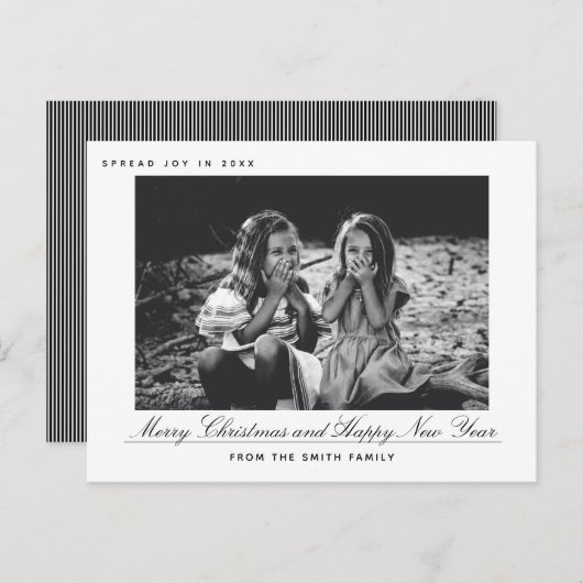 メリーモダンクリスマスとハッピーニューイヤーの写真カード シーズンポストカード (正面/裏面)
