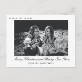 メリーモダンクリスマスとハッピーニューイヤーの写真カード シーズンポストカード (正面)