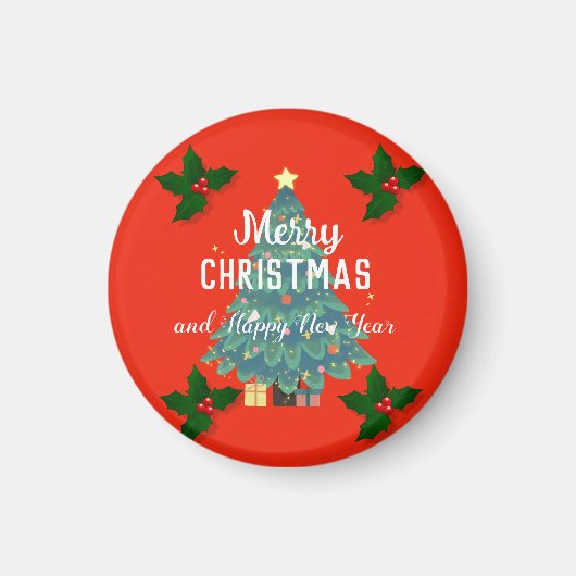 メリーモダンクリスマスと幸せな新年の休日 マグネット (正面)