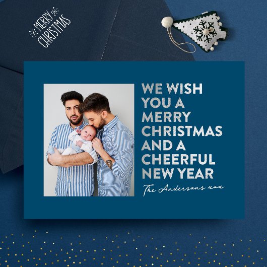 メリーモダンクリスマスと新フェイク年の銀箔 シーズンカード