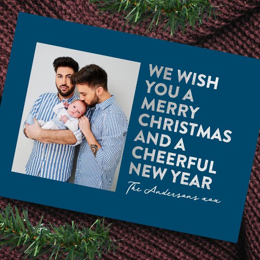 メリーモダンクリスマスと新フェイク年の銀箔 シーズンカード