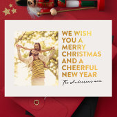 メリーモダンクリスマスと新年の金フェイク箔 シーズンカード