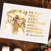 メリーモダンクリスマスと新年の金フェイク箔 シーズンカード