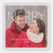 メリーモダンクリスマスのオーバーレイと写真 スクエアシール (正面)