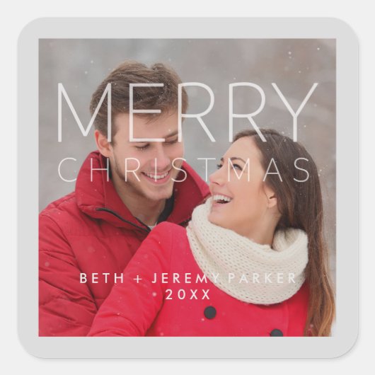 メリーモダンクリスマスのオーバーレイと写真 スクエアシール (正面)