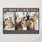 メリーモダンクリスマスのグレー写真 箔シーズンカード (正面)