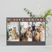 メリーモダンクリスマスのグレー写真 箔シーズンカード (立ち正面)