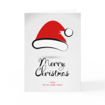 メリーモダンクリスマスのサンタハットグリーティングカード