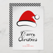 メリーモダンクリスマスのサンタハットグリーティングカード シーズンカード (正面/裏面)