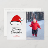 メリーモダンクリスマスのサンタハット写真はがき シーズンポストカード (正面/裏面)
