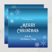 メリーモダンクリスマスのスノーフレークブルー シーズンカード (正面/裏面)